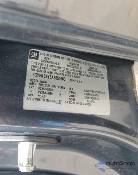 2010 Cadillac Srx Premium Collection из США, поврежденный, VIN 3GYFNCEY6AS551663